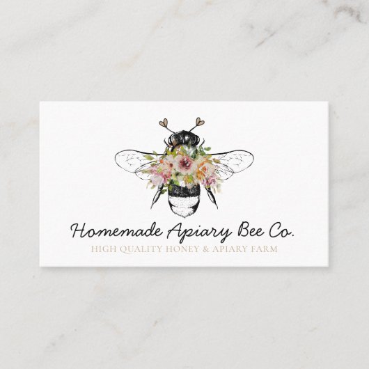 Kassy Handtekening harten Floral Apiary Honey Bee Visitekaartje (Voorkant)