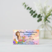 Kassy House Cleaning Service Maid Pink Holograaf Visitekaartje (Staand voorkant)