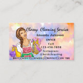 Kassy House Cleaning Service Maid Pink Holograaf Visitekaartje (Voorkant)