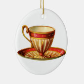 Kassy keramische keramische rode teacup Gold Keramisch Ornament (Rechts)