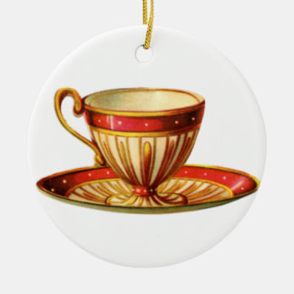 Kassy keramische keramische rode teacup Gold Keramisch Ornament