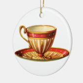 Kassy keramische keramische rode teacup Gold Keramisch Ornament (Links)