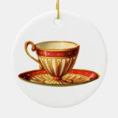 Kassy keramische keramische rode teacup Gold Keramisch Ornament (Achterkant)