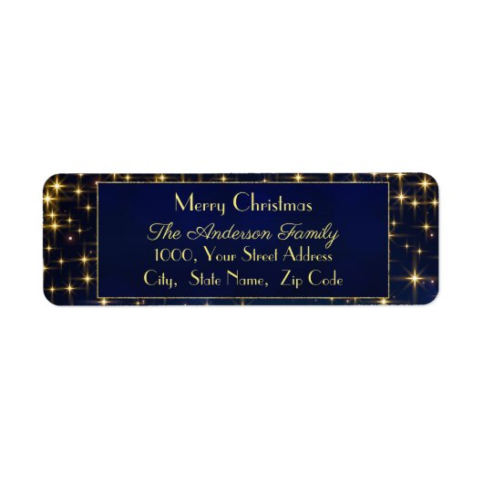 Kassy kerstblauw goudsterlabel etiket (Voorkant)