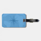 Kassy Light Blue-Wereldkaart met Compass Roos Bagagelabel (Achterkant horizontaal)