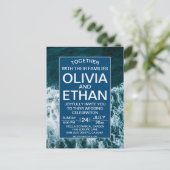 Kassy marineblauw kuststrand Uitnodiging Briefkaar (Staand voorkant)