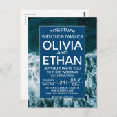 Kassy marineblauw kuststrand Uitnodiging Briefkaar (Voorkant / Achterkant)