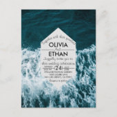 Kassy marineblauw kuststrand Uitnodiging Briefkaar (Voorkant)