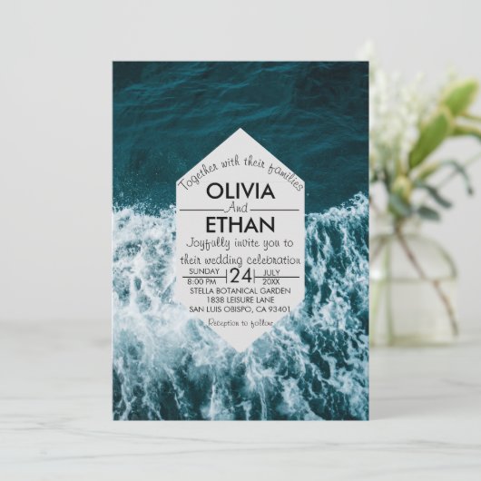 Kassy marineblauw kuststrand Weddenschap Kaart (Staand voorkant)