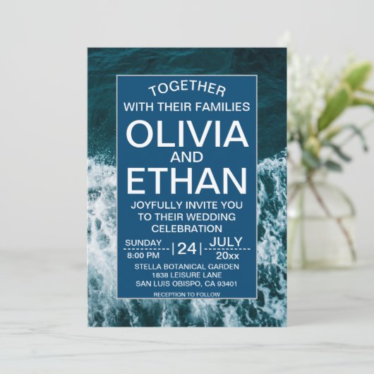 Kassy marineblauw kuststrand Weddenschap Kaart (Staand voorkant)