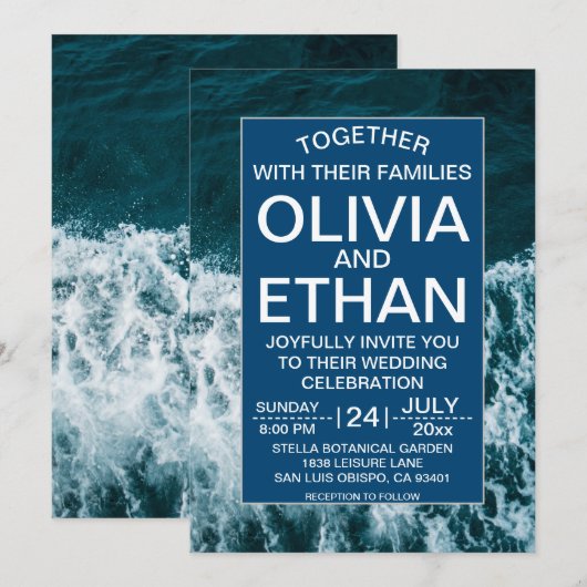 Kassy marineblauw kuststrand Weddenschap Kaart (Voorkant / Achterkant)