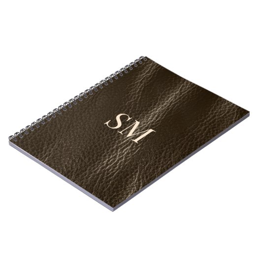 Kassy-minimaal bruin lederen monogram notitieboek (Linkerzijde)