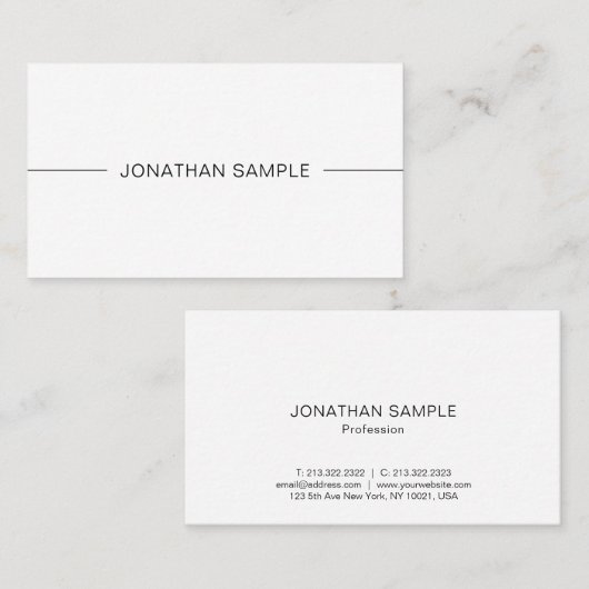Kassy minimalistisch design — wit design visitekaartje (Voorkant / Achterkant)