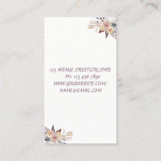 Kassy Modern Waterverf Floral Pumpkin, wit Visitekaartje (Achterkant)