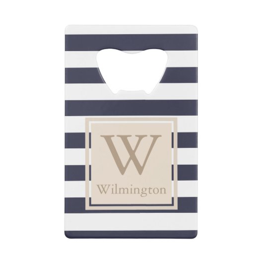 Kassy Nautical Thick White Stripes - Gepersonalise Creditkaart Flessenopener (Voorkant)