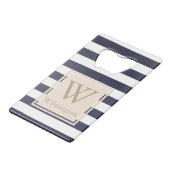 Kassy Nautical Thick White Stripes - Gepersonalise Creditkaart Flessenopener (Voorkant Gekanteld)