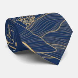 Kassy Navy Blue Botanical Florals Groomesmen Stropdas