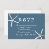 Kassy Navy Blue Starfish Beach Wedding RSVP (Voorkant / Achterkant)