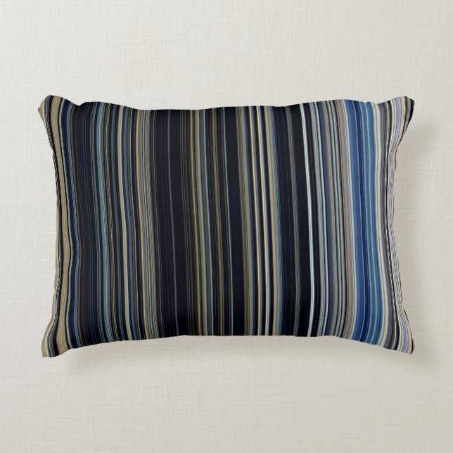 Kassy Navy en Gold Multicolor Stripes Accent Kussen (Voorkant)