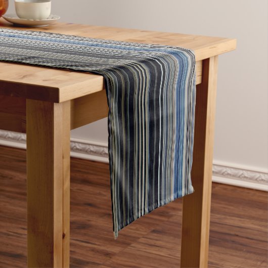 Kassy Navy en Gold Multicolor Stripes Korte Tafelloper (Voorbeeld)