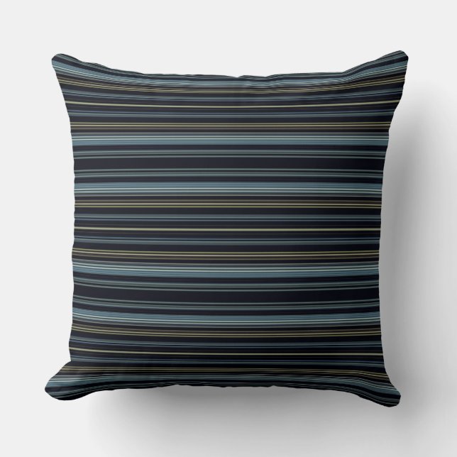 Kassy Navy en Gold Multicolor Stripes Kussen (Voorkant)