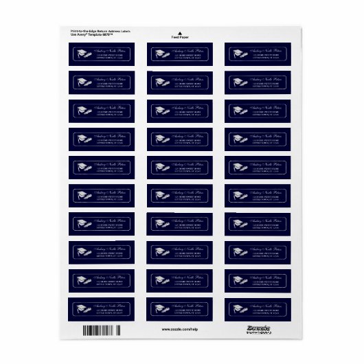 Kassy Navy en Silver Afstuderen Adresetiketten Etiket (Full Sheet)