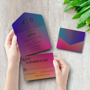 Kassy neon kleuren chic All in One Wedding Invite Uitnodiging