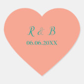 Kassy Peach en Blauwgroen Hart Sticker (Voorkant)