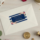 Kassy Pink Floral Gold Navy Blue Stripes Etiket