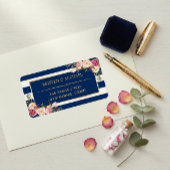 Kassy Pink Floral Gold Navy Blue Stripes Etiket