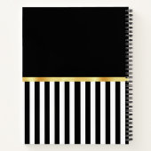 Kassy Red Bow Black en White Stripes met naam Notitieboek (Achterkant)