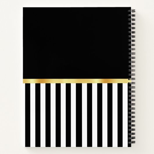 Kassy Red Bow Black en White Stripes met naam Notitieboek (Achterkant)