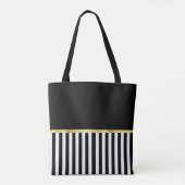 Kassy Red Bow Black en White Stripes met naam Tote Bag (Achterkant)