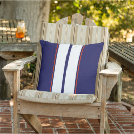 Kassy Red, White en Blue Racing Stripes Buitenkussen