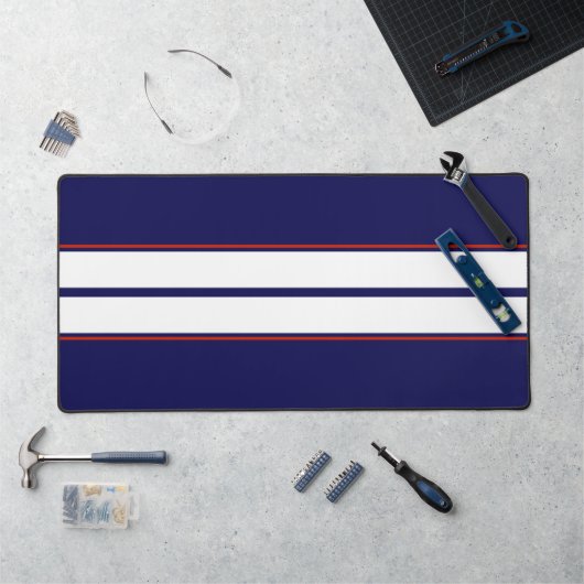 Kassy Red, White en Blue Racing Stripes Bureaumat (Werkstation)