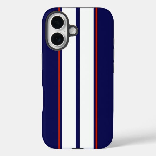 Kassy Red, White en Blue Racing Stripes Case-Mate iPhone Case (Achterkant)