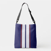 Kassy Red, White en Blue Racing Stripes Crossbody Tas (Achterkant)