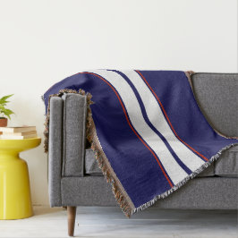 Kassy Red, White en Blue Racing Stripes Deken