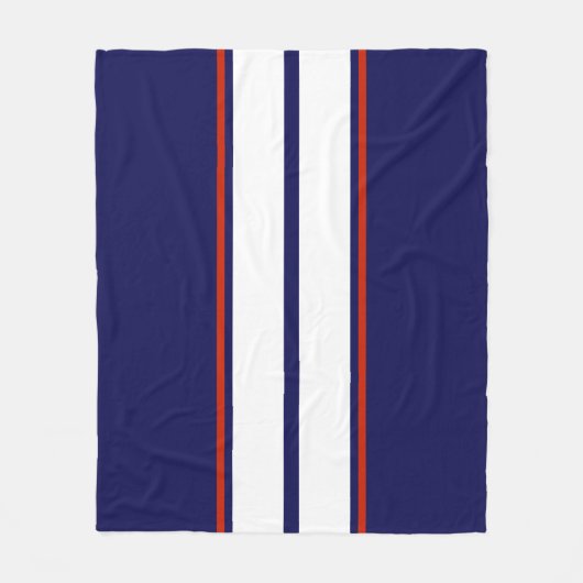 Kassy Red, White en Blue Racing Stripes Fleece Deken (Voorkant)