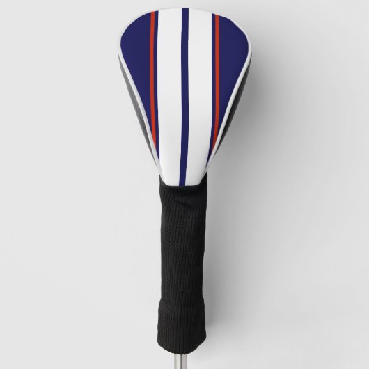 Kassy Red, White en Blue Racing Stripes Golfheadcover (Voorkant)