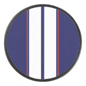 Kassy Red, White en Blue Racing Stripes Hockey Puck (Voorkant)