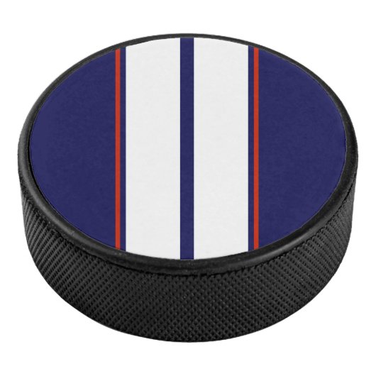 Kassy Red, White en Blue Racing Stripes Hockey Puck (3/4)