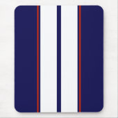Kassy Red, White en Blue Racing Stripes Muismat (Voorkant)