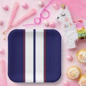 Kassy Red, White en Blue Racing Stripes Papieren Bordje (Feest)
