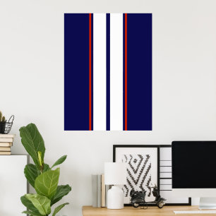 Kassy Red, White en Blue Racing Stripes Poster