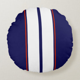Kassy Red, White en Blue Racing Stripes Rond Kussen