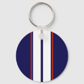 Kassy Red, White en Blue Racing Stripes Sleutelhanger (Voorkant)