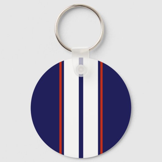 Kassy Red, White en Blue Racing Stripes Sleutelhanger (Voorkant)