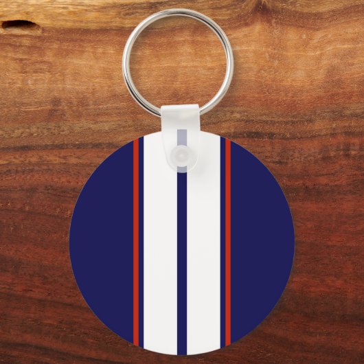 Kassy Red, White en Blue Racing Stripes Sleutelhanger (Achterkant)