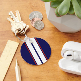 Kassy Red, White en Blue Racing Stripes Sleutelhanger
